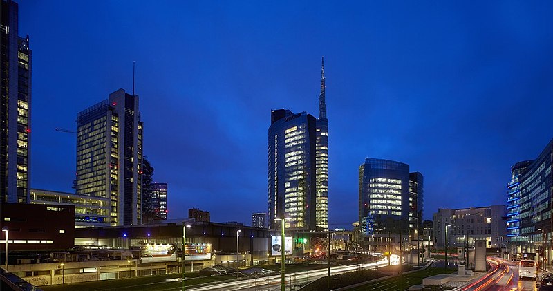 File:Milan Porta Nuova business district by night.jpg