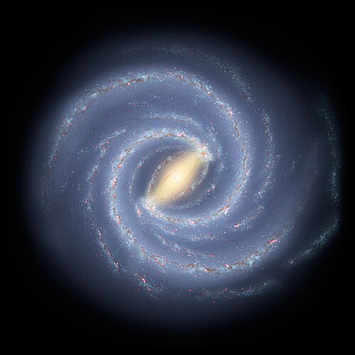 An artist's rendering of a spiral galaxy.