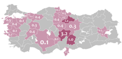 Mother language in 1965 Turkey census - Circassian.png