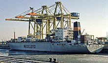 The Nedlloyd Hollandia in the port of Hamburg (1986) Nedlloyd Hollandia IMO 7383891 C Hamburg 1986.jpg