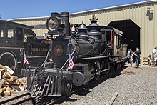 Restored Nevada County Narrow Gauge #5 on display during a visit to the Nevada State Railroad Museum in 2022. Nevada County Narrow Gauge 5 at Great Western Steam Up.jpg