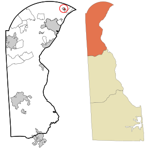 Location in New Castle County and the state of Delaware.