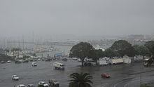 Le Port Moselle à Nouméa sous la pluie en 2013.