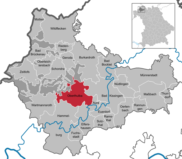 Läget för Oberthulba i Landkreis Bad Kissingen