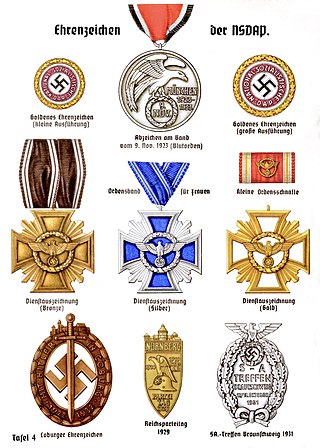 <span class="mw-page-title-main">Political decorations of the Nazi Party</span> Medals and awards of Nazi Germany