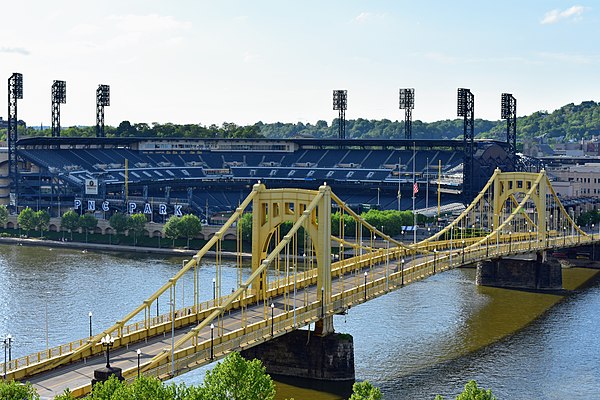 The 6th Street Bridge was renamed the Roberto Clemente Bridge in honor of the former Pirate.