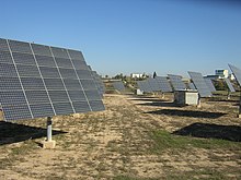 Bellpuig Solar Park near Lerida, Spain uses pole-mounted 2-axis trackers Parc fotovoltaic de Bellpuig I.JPG