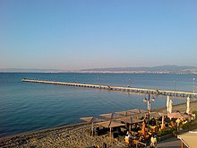 Part of the coastline of the southeastern suburb of Peraia on the Thermaic Gulf, with views towards Thessaloniki Peraia view.jpg