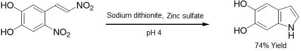 Reaksi Pericyclic dari nitroalkene menghasilkan indole.svg