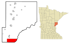Pine County Minnesota Incorporated and Unincorporated areas Rock Creek Highlighted.svg