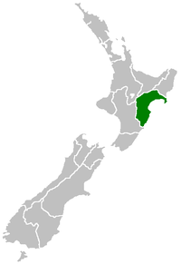 मानचित्र जिसमें हॉक्स बे क्षेत्रHawke's Bay Region हाइलाइटेड है