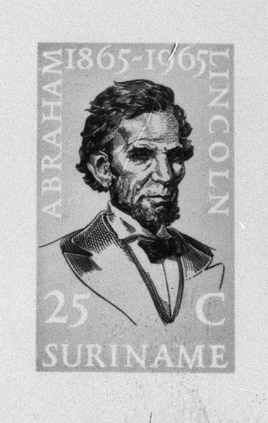 File:Postzegel Lincoln 100e sterfdag in Suriname, Bestanddeelnr 917-5593.jpg