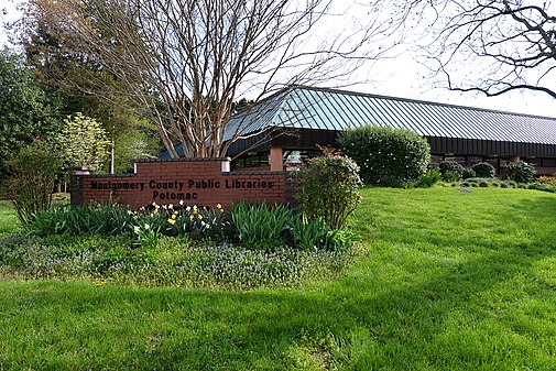 Potomac Library sign, Potomac Maryland