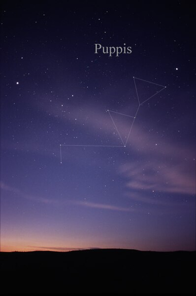 The constellation Puppis as it can be seen by the naked eye