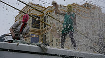 2011 (Moscow) — Pussy Riot performance on the trolleybus roof in Moscow