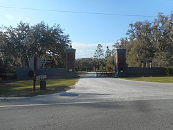 The entrance to Camp Shands northeast of Hawthorne, Florida in Putnam County. Putnam CR 21; Camp Shands Entrance.jpg