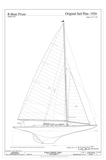 Sail plan of a sloop
