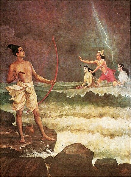 Varuna himself arose from the depth of the ocean and begged Rama for forgiveness.