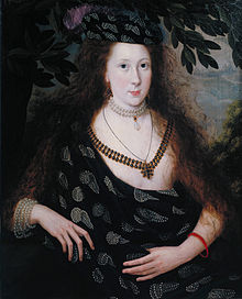 Lady Elizabeth Pope, con un manto envuelto y un turbante a juego, 1615