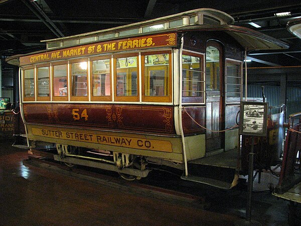 A preserved Sutter Street Railway car