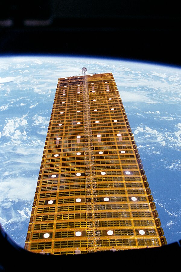 The experimental OAST-1 solar array in flight