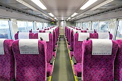 The lower deck of bilevel Green car SaRo E531-17 in January 2022