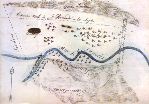 Sketch map or diseño of Rancho Providencia, 1840s