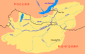Mapa en ruso del río Selengá (Селенга) en el que aparece Selenguinsk (Cеленгинск)