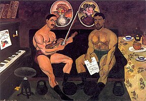 «Автопортрет и портрет Петра Кончаловского», И. Машков, 1910 / Self-portrait with Pyotr Konchalovsky by Ilya Mashkov