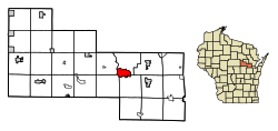 Location of Shawano in Shawano County, Wisconsin