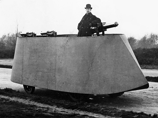 F.R. Simms' 1902 Motor War Car, the first armored car to be built