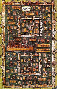Die Stadt Sivas auf einer osmanischen Miniatur des Matrakçı Nasuh aus seinem Reisebuch von 1537.