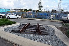 A preserved piece of railway, where the route crossed Bay Street at Tweed Heads South Coast Rail at Tweed Heads NSW.jpg