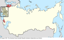 Map of the change to the international disputes involving the Soviet Union on 24 August 1991