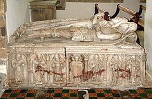 St Mary the Virgin parish church: 15th-century alabaster monument to a knight and his lady; reputedly John and Alicia Anne St Mary, North Aston, Oxon - Tomb chest - geograph.org.uk - 1614981.jpg