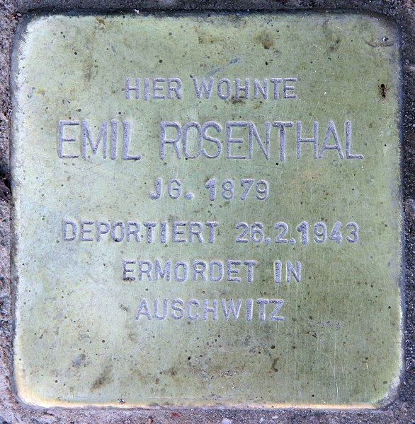 File:Stolperstein Björnsonstr 20 (Stegl) Emil Rosenthal.jpg