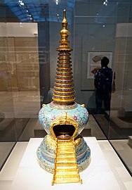 Stupa, China, probably Beijing, Qing dynasty, Qianlong period, 1735-1796 AD, cloisonne, view 1 - Freer Gallery of Art - DSC04964.jpg