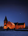 Vinterbillede af Sunds Kirke set fra syd.