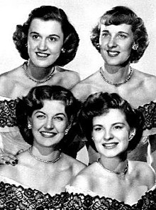 The Chordettes (clockwise: Carol Buschmann, Dorothy "Dottie" Schwartz, Jinny Osborn, and Janet Ertel)