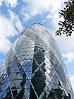 30 St Mary Axe or The Gherkin, a 2003 work of Foster + Partners, as pictured in this 2009 photo by Christine Matthews of the free culture photography initiative "Geograph Britain and Ireland". Covered under the United Kingdom FoP.