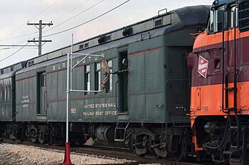 Demo of the mail hook pulling a mail bag on Chicago, Burlington and Quincy Railroad #1923 at the Illinois Railway Museum. The Moment of the Pull.jpg