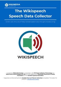 En broschyr om Wikispeech Taldatainsamlaren, som vi delade ut under UNESCO Mobile Learning Week.