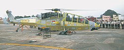 First prototype of HAL Light Combat Helicopter with tandem crew seating arrangement undergoing engine start on 5 April 2010