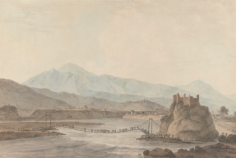 File:Thomas Daniell - The Rope Bridge at Srinaga - B1986.29.583 - Yale Center for British Art.jpg