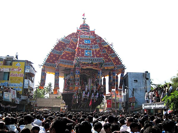 Thiruvarur temple chariot festival depicting the largest temple chariot in World