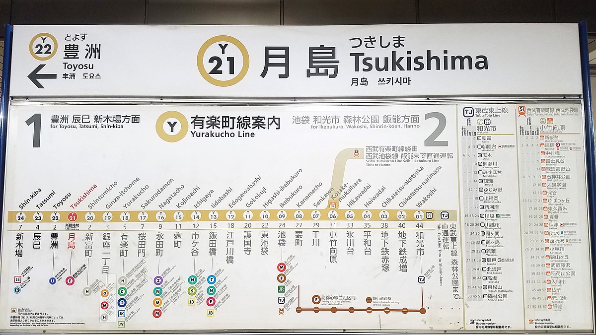 File:TokyoMetro-Y21-Tsukishima-station-sign-20220104-152916 