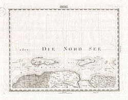 Немецкая карта 1820 года, Бос на востоке с описанием:„Отмель где ранее располагался о. Бос“