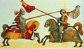 Χάραξη κονταρομαχίας σε μεσαιωνικό τουρνουά της Βαυαρίας περί τον 15ο αιώνα