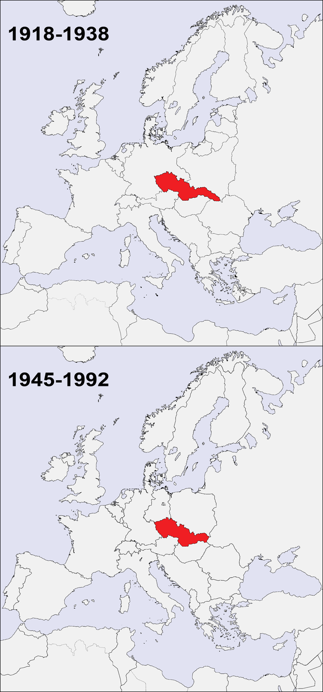 De Log vo da Tschechoslowakei in Eiropa 1918–1938 und 1945/49–1990/92