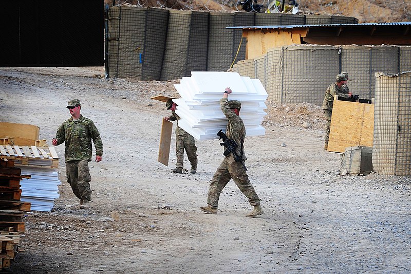 File:U.S. Soldiers with the 3rd Infantry Division's 2-3 Special Troops Battalion conduct base cleanup with counterparts from the Texas Army National Guard's 56th Infantry Brigade Combat Team at Forward Operating Base 121216-A-ZZ999-004.jpg